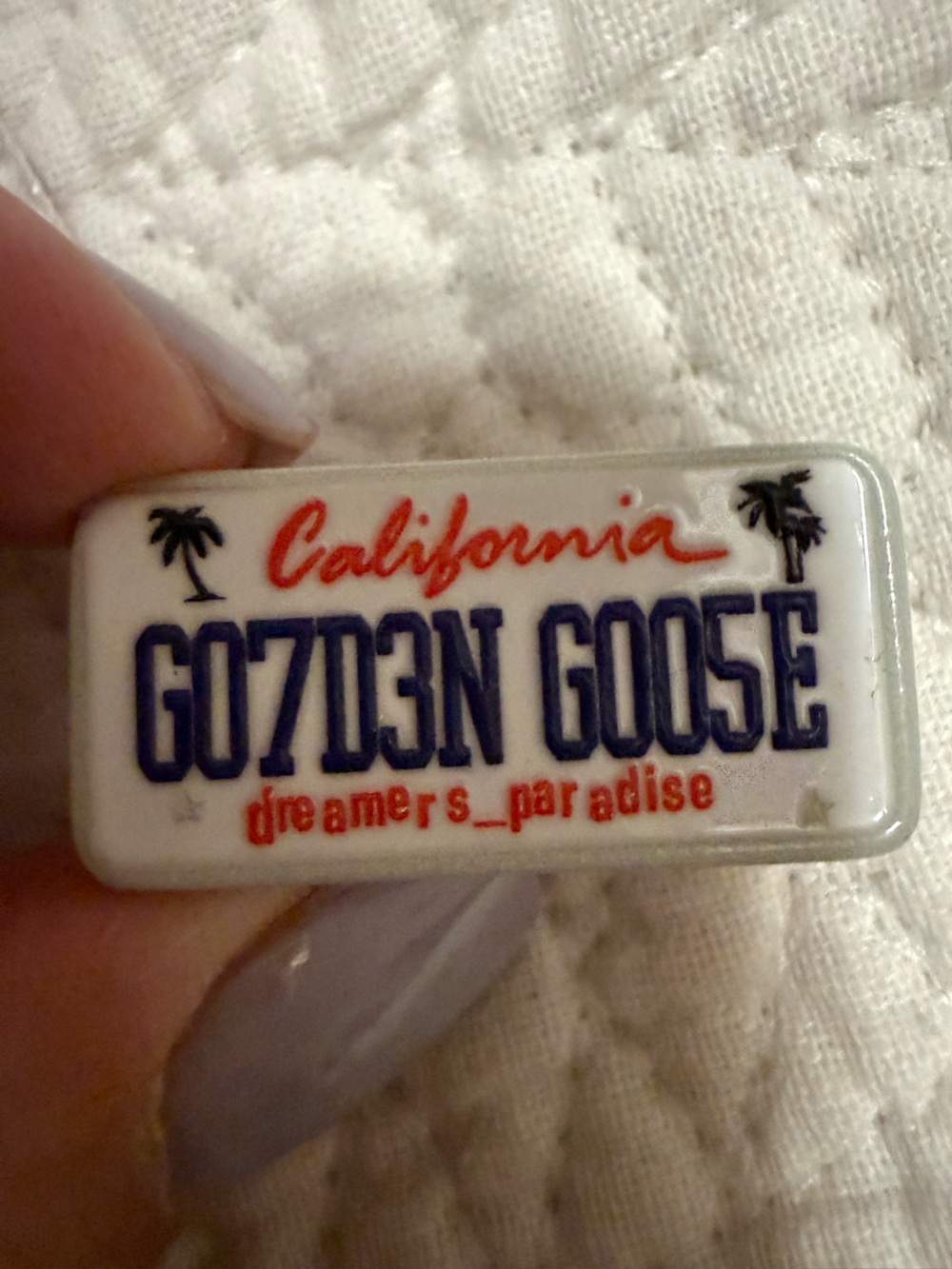 Golden Goose Authentic White Lace Jewelry with Blue and Red Logo